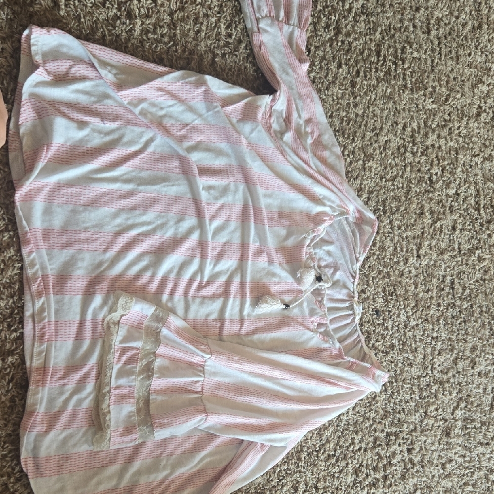 Maurices Pink and White Striped Blouse